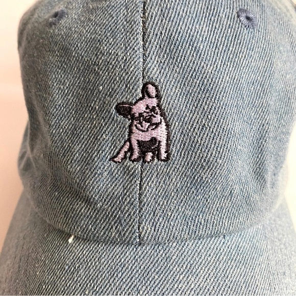 Denim Baseball Pink French Bulldog Embroidery Hat - Picture 3 of 5
